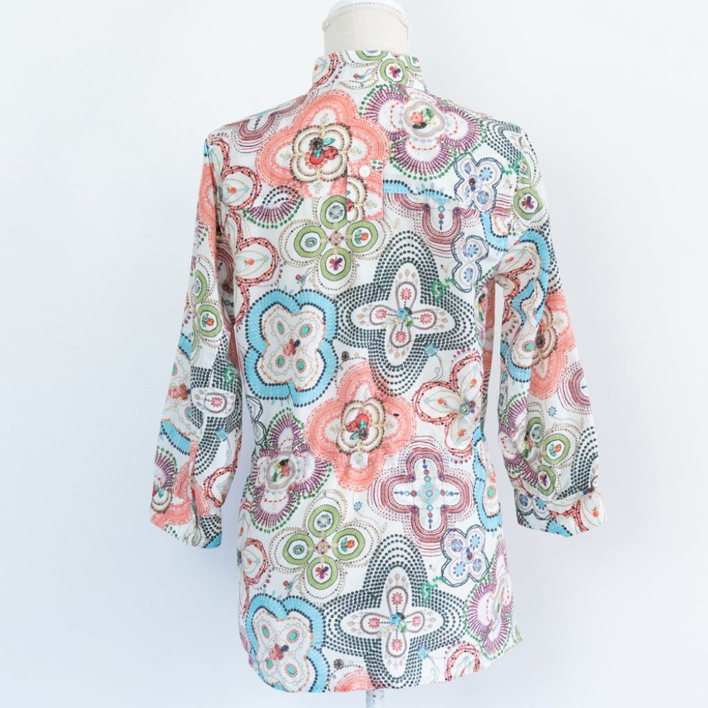 Etcetera Silk Collared Geometric Print Lightweigh… - image 7